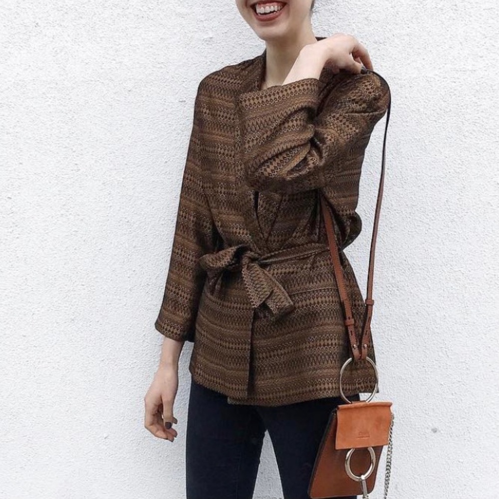 Gold Patterened Duster Jacket